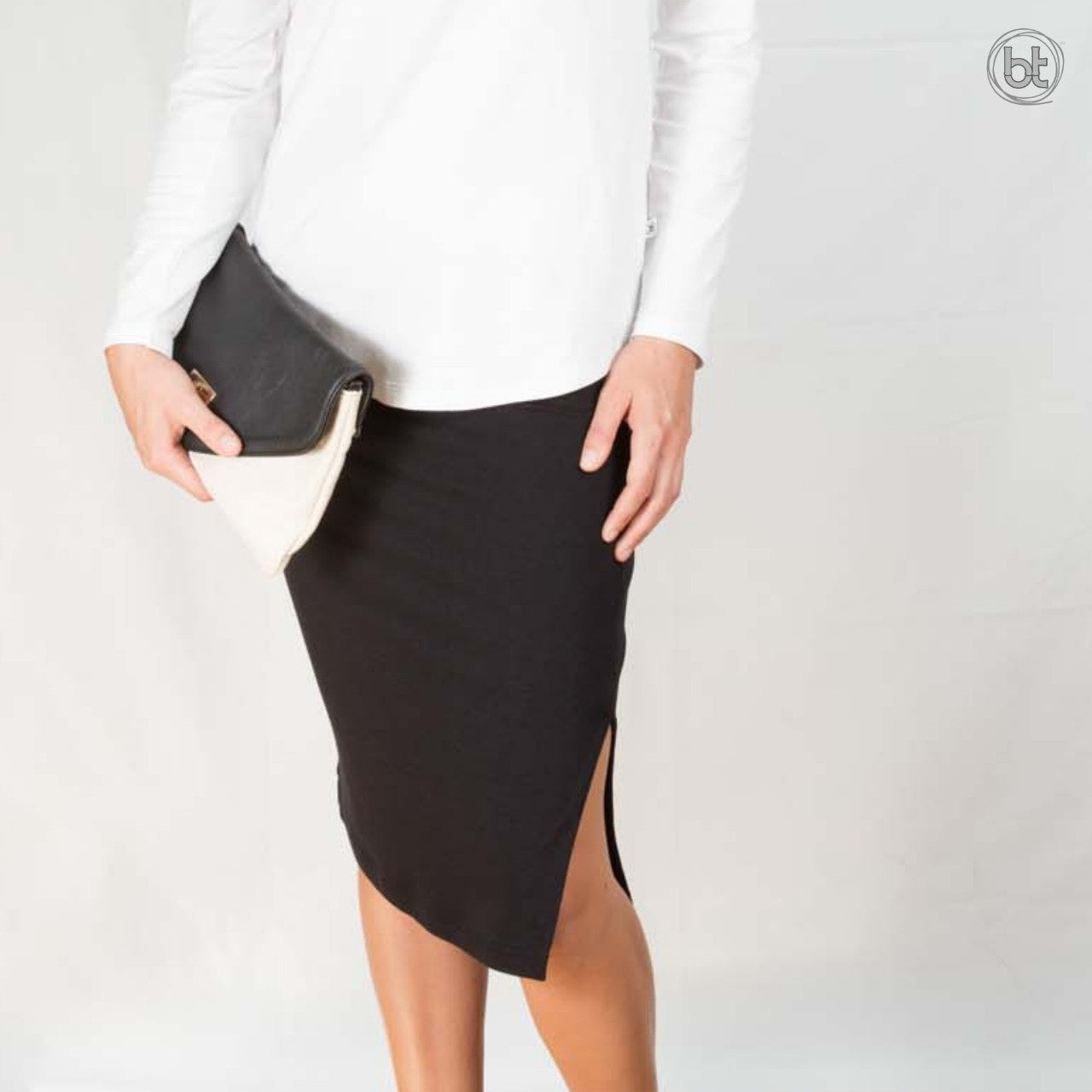 Women's Bamboo Tube Skirt Midi Knee Length - Black