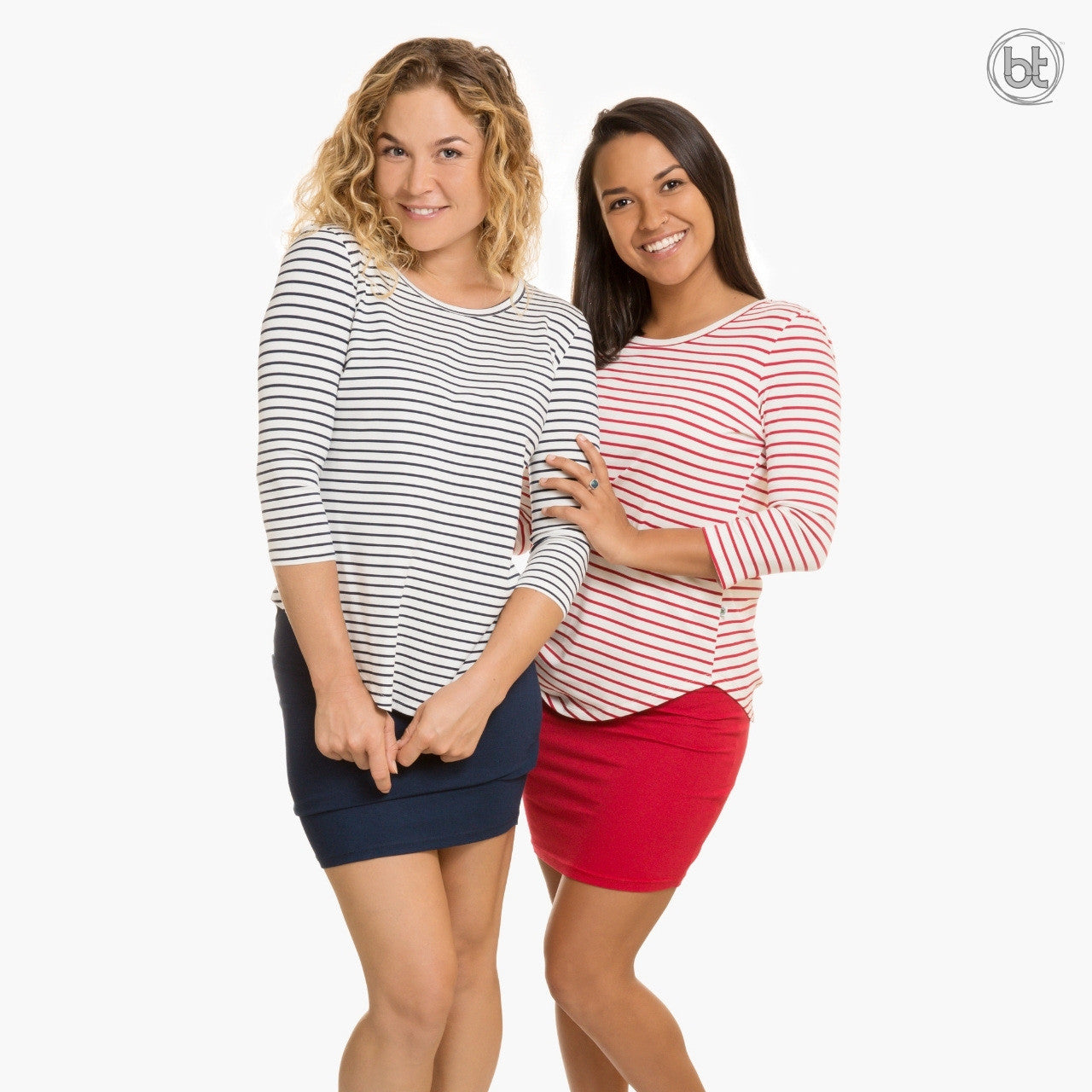 Women's Bamboo Short Tube Skirt - Navy and Red