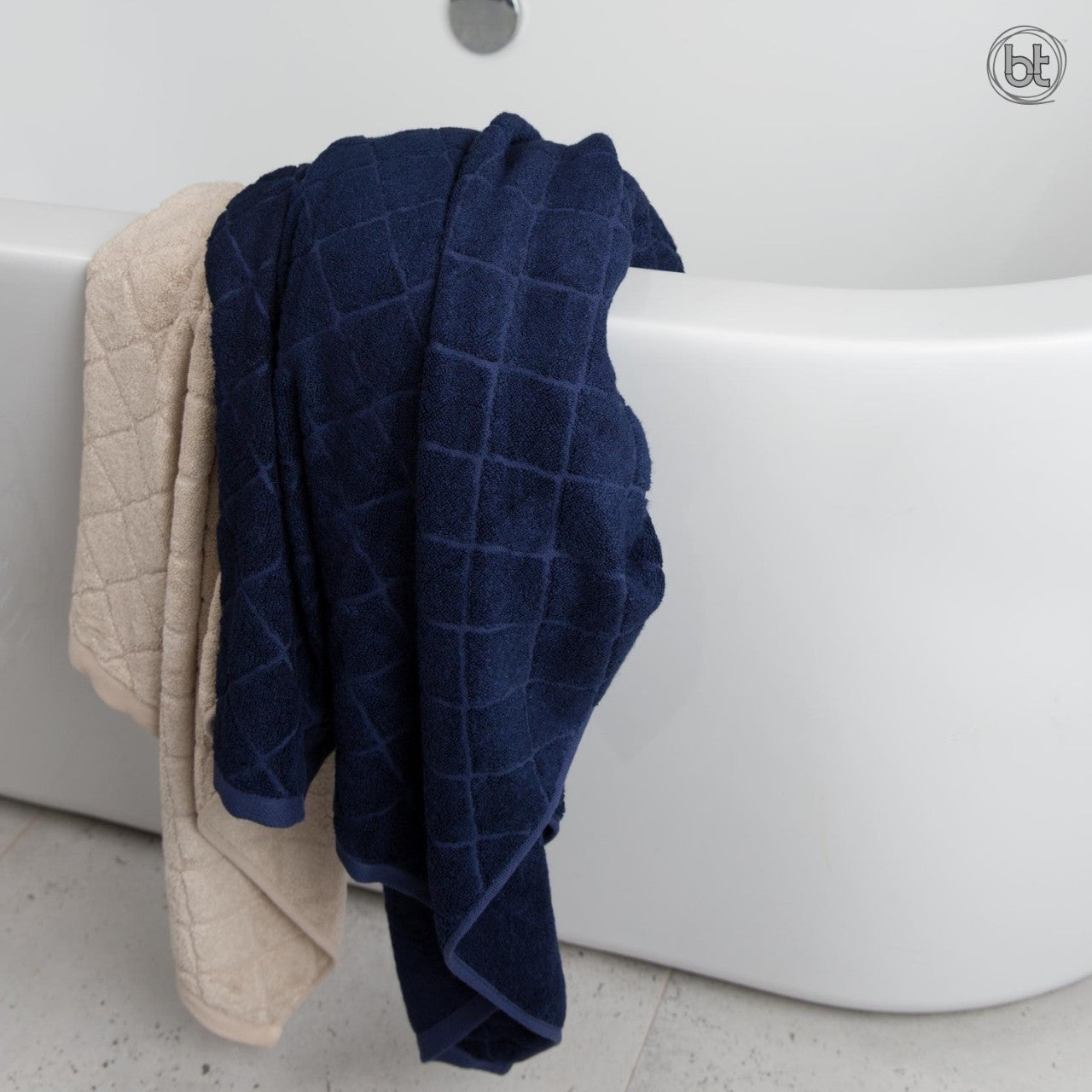 bt Bamboo Bath Sheet - Blue and Macadamia