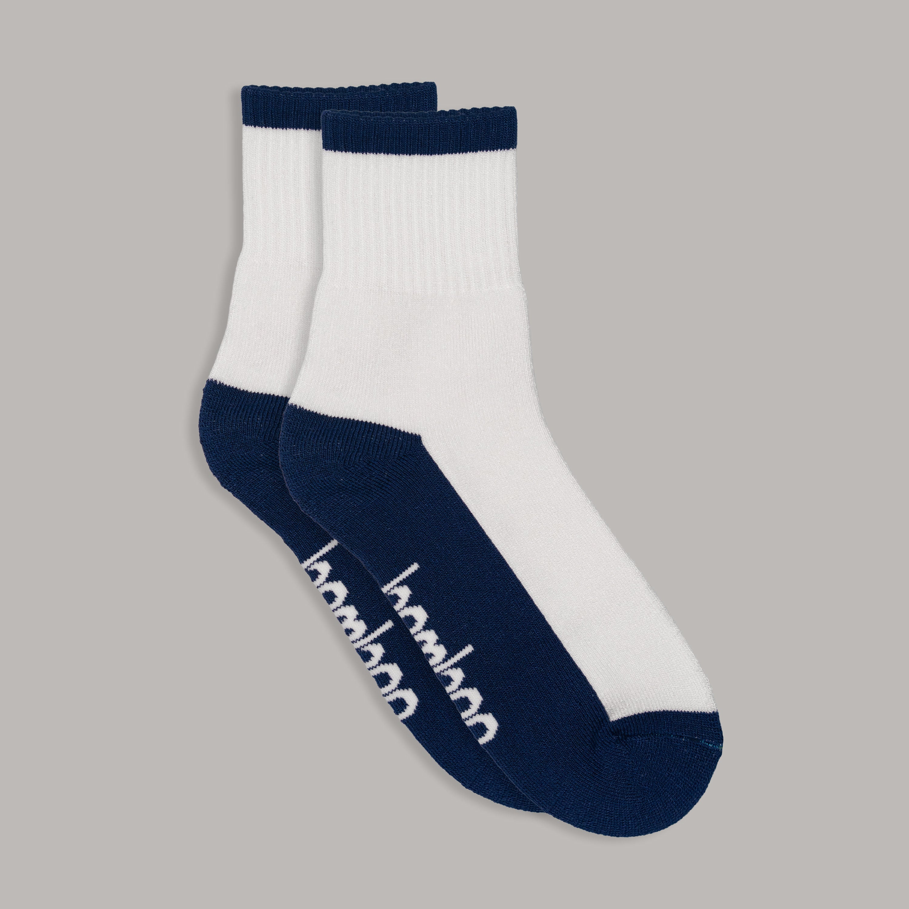 Bamboo Crew Socks | White + Dark Blue