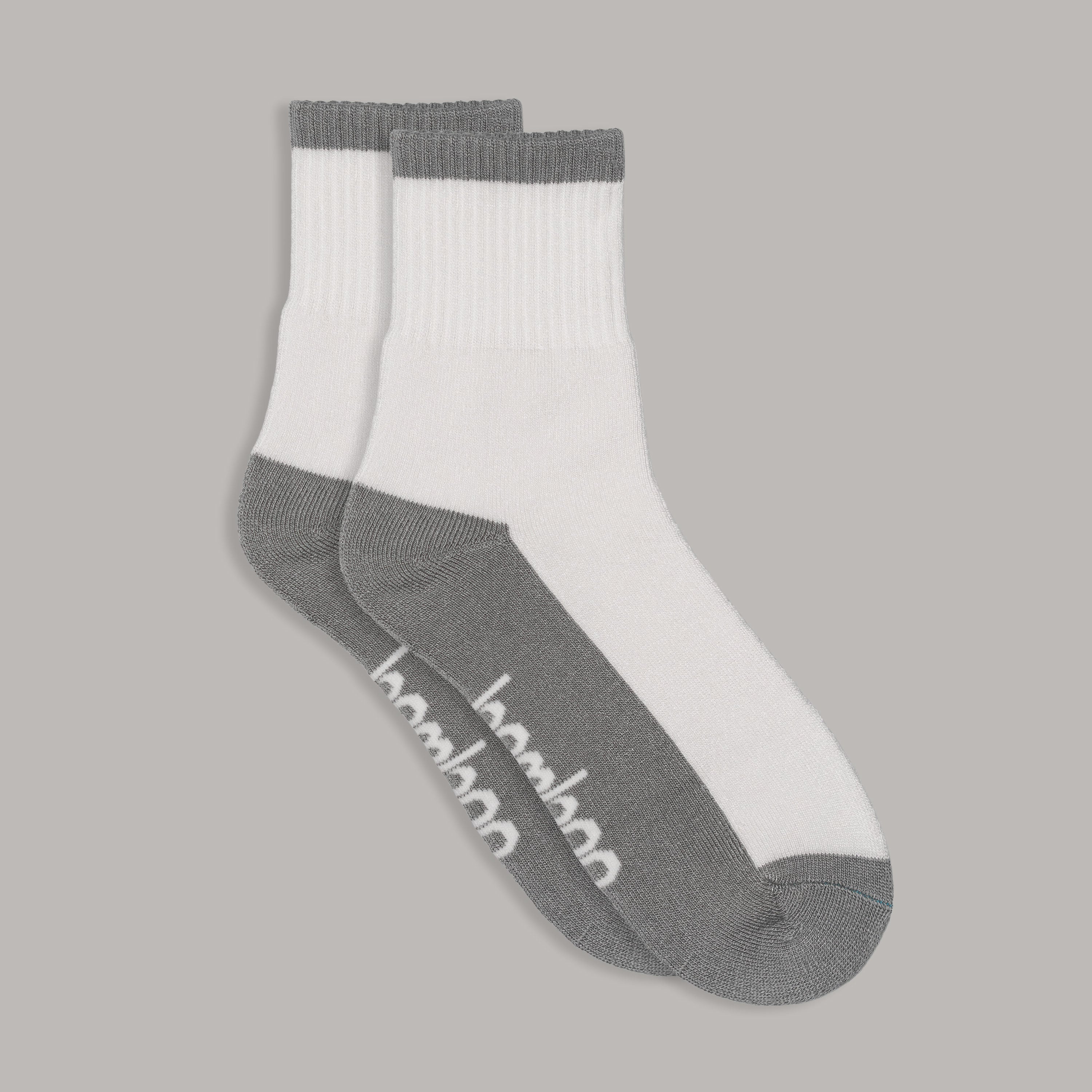 Bamboo Crew Socks | White + Grey