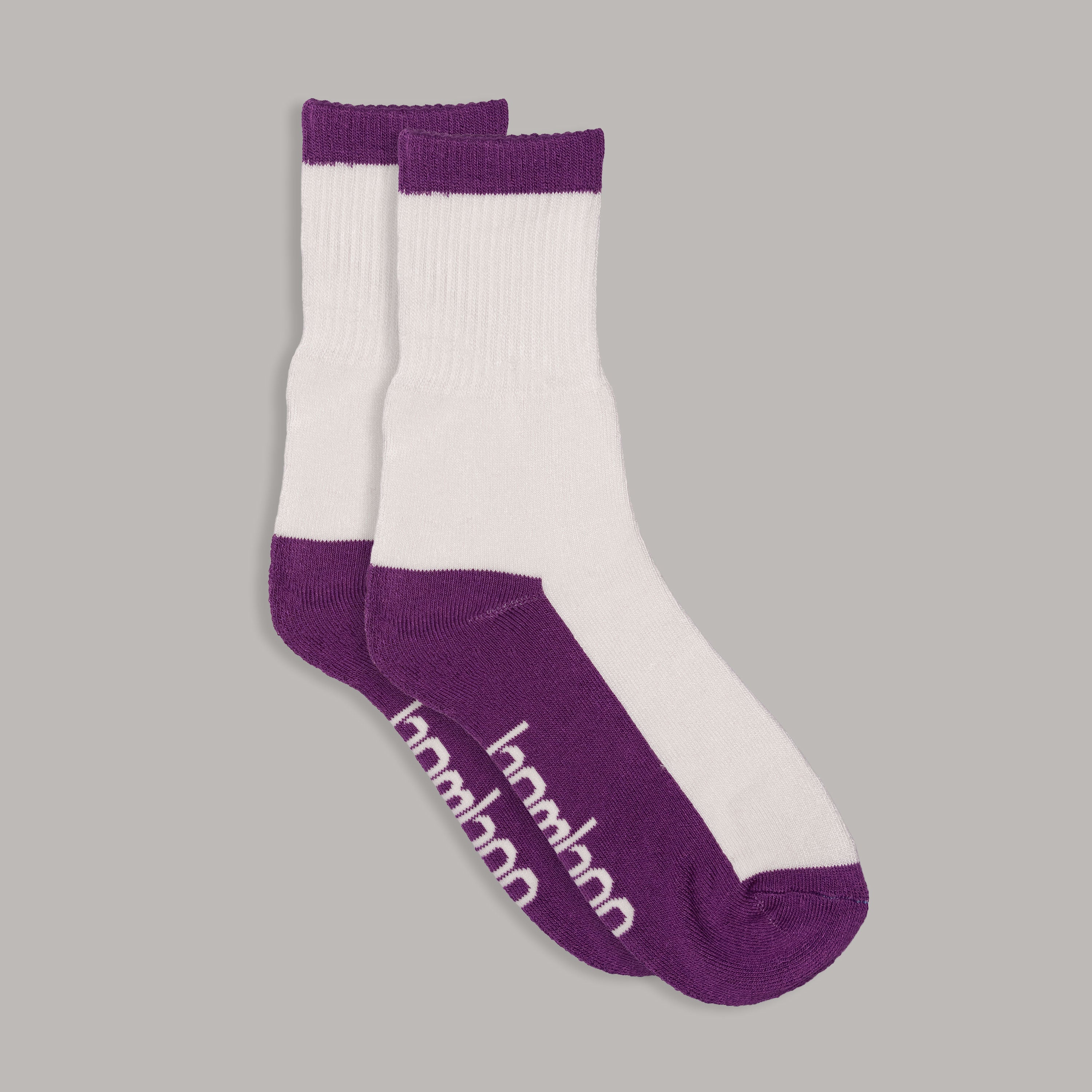 Bamboo Crew Socks | White + Purple
