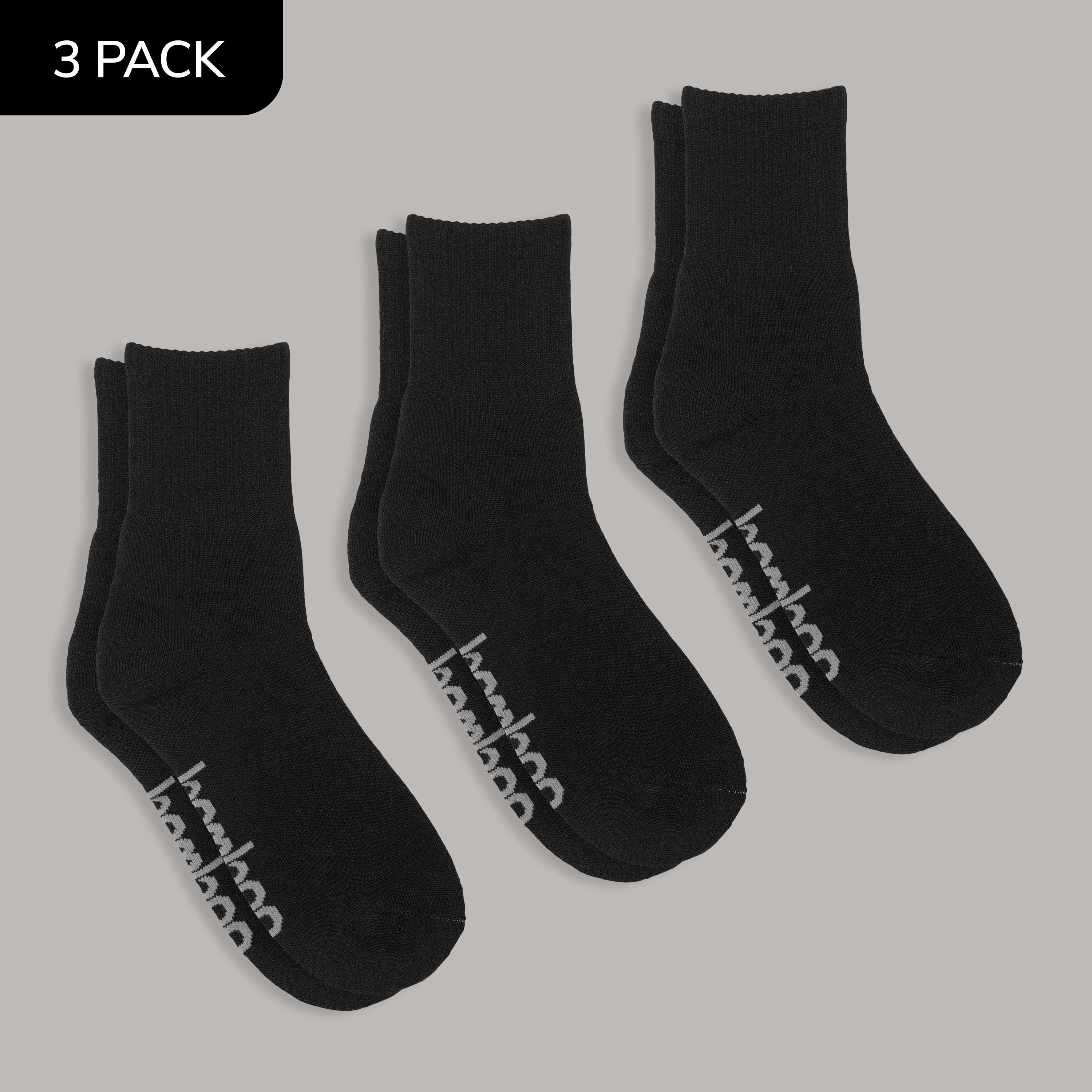 Bamboo Sports Crew Socks 3-Pack | Black