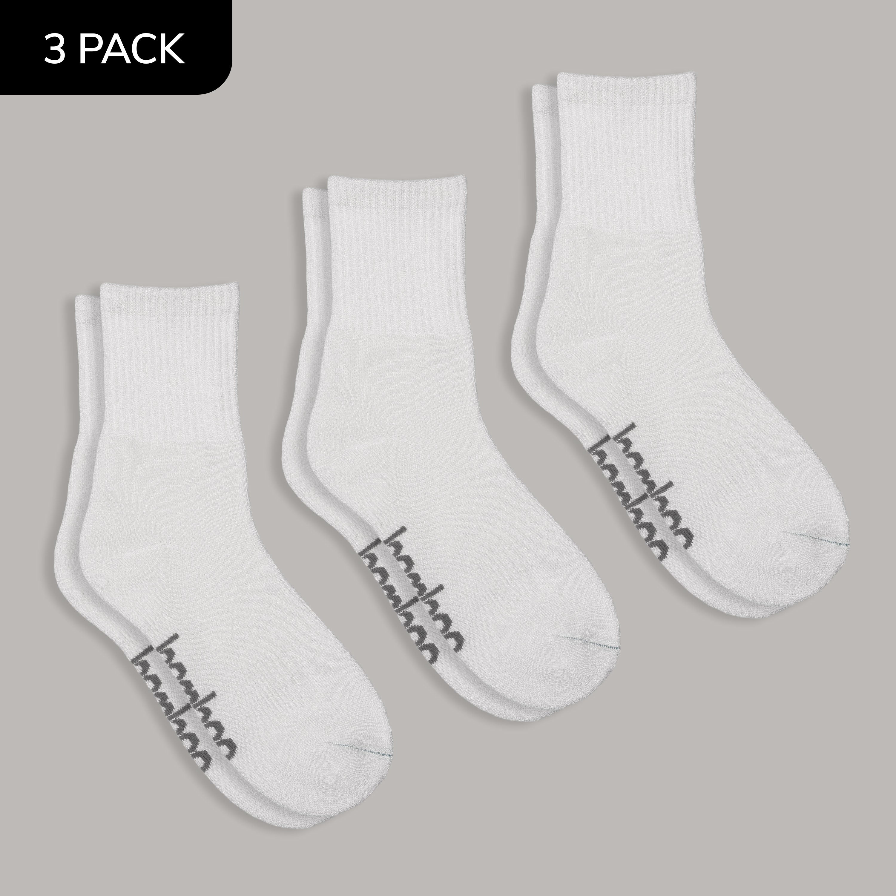 Bamboo Sports Crew Socks 3-Pack | White