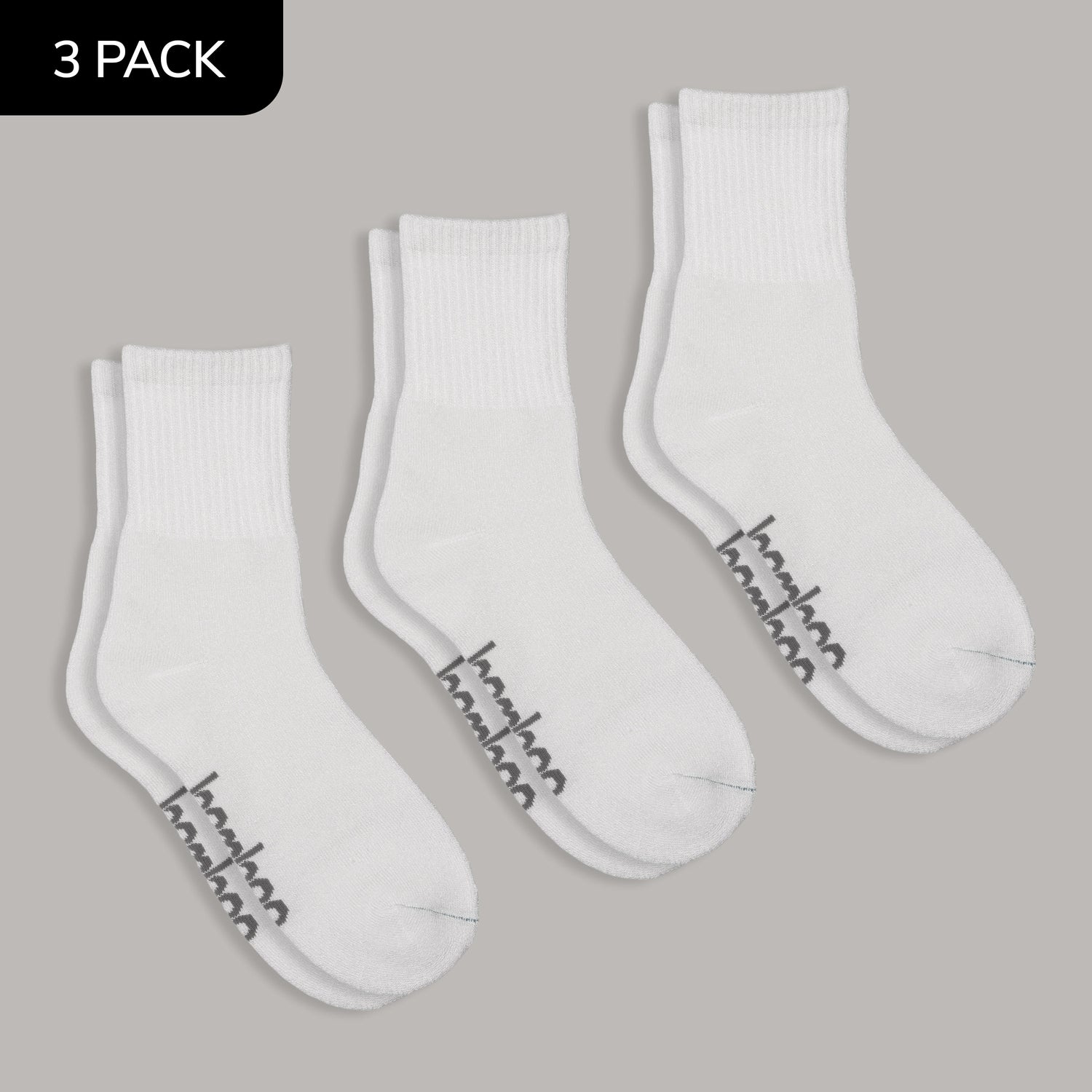 Bamboo Sports Crew Socks 3-Pack | White
