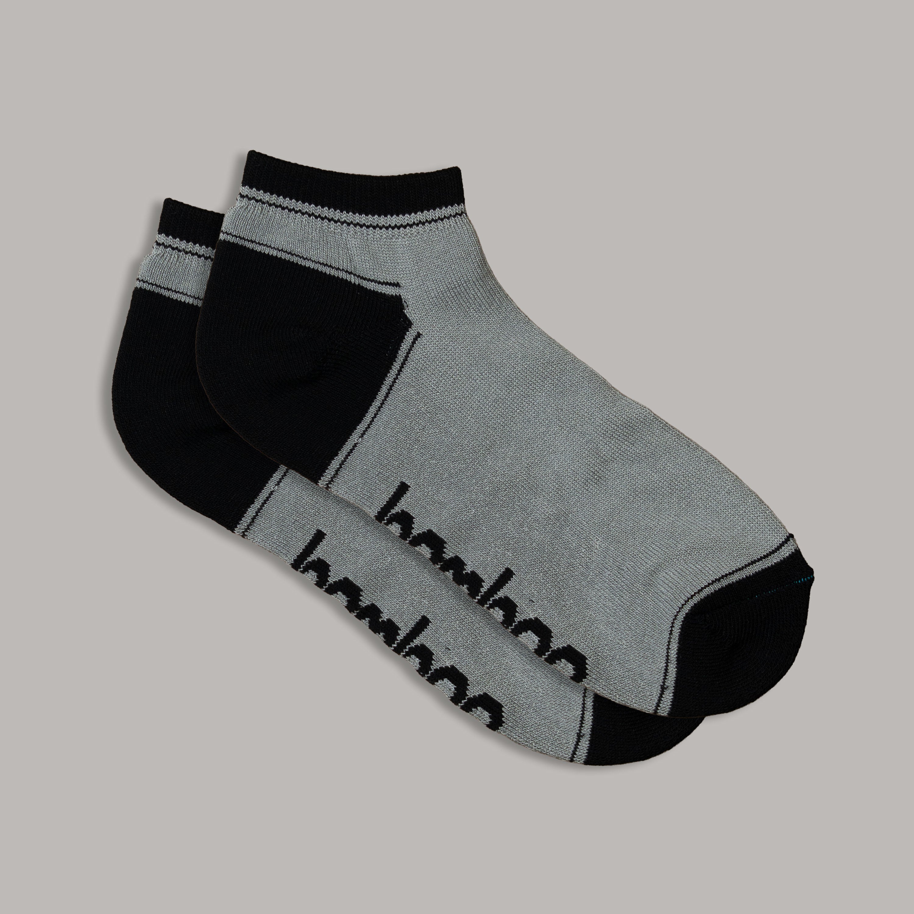 Bamboo Sports Socks Ped (Ankle) - Grey with Black Trim