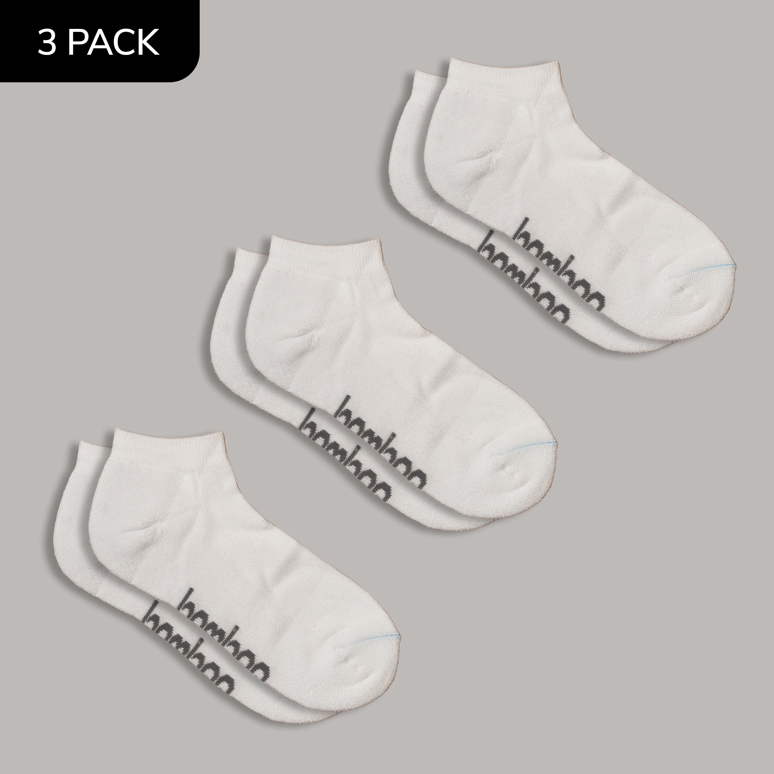 Bamboo Sports Socks Ped (Ankle) - White | 3 pack