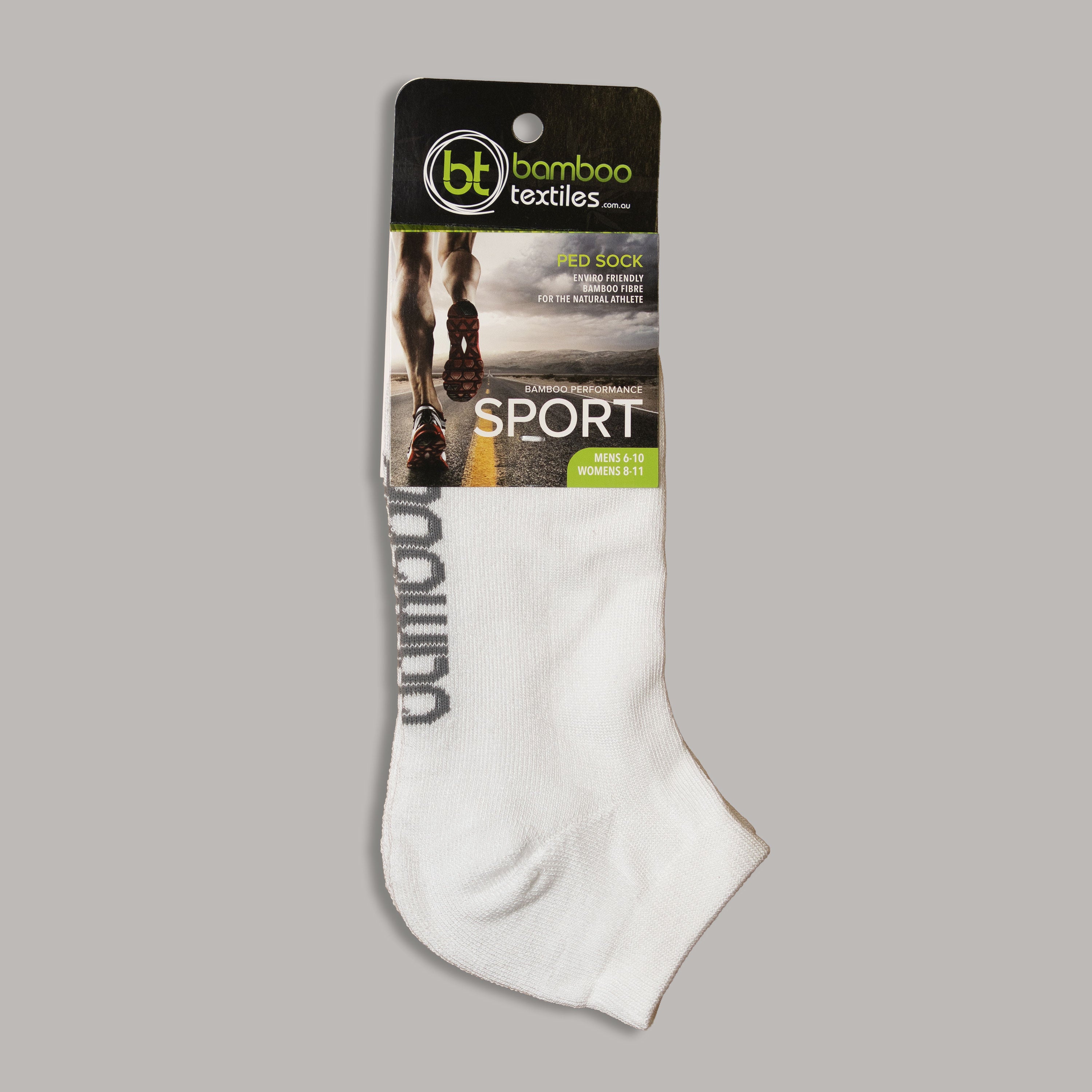 Bamboo Sports Socks Ped (Ankle) - White in Packaging