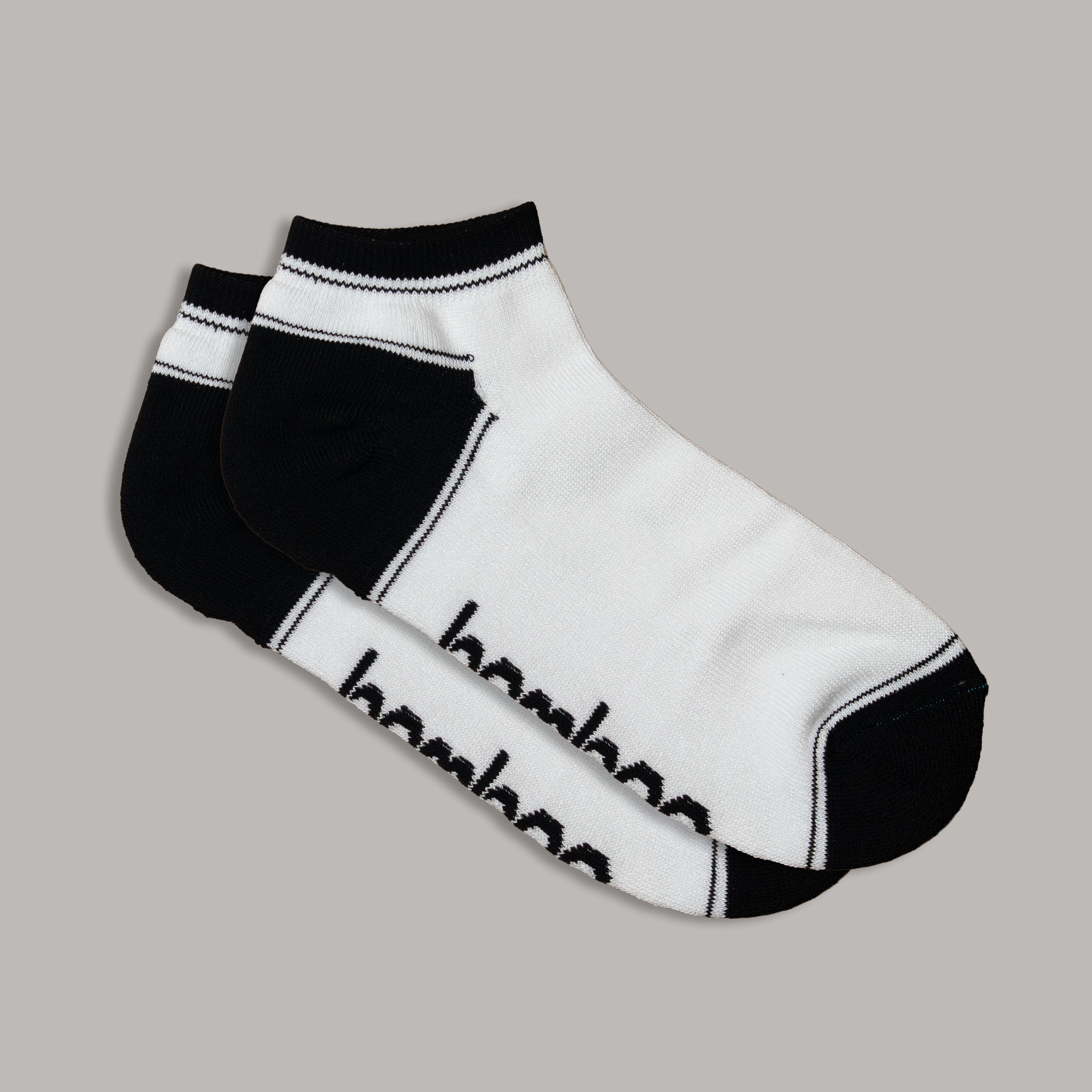 Bamboo Sports Socks Ped (Ankle) - White with Black Trim