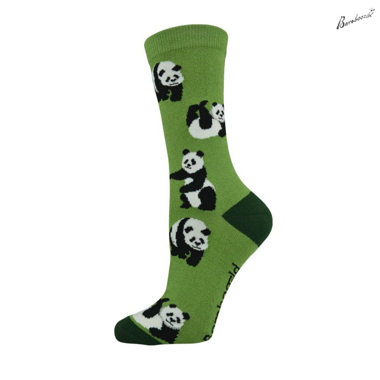 Bamboo Crew Sock - Panda Green