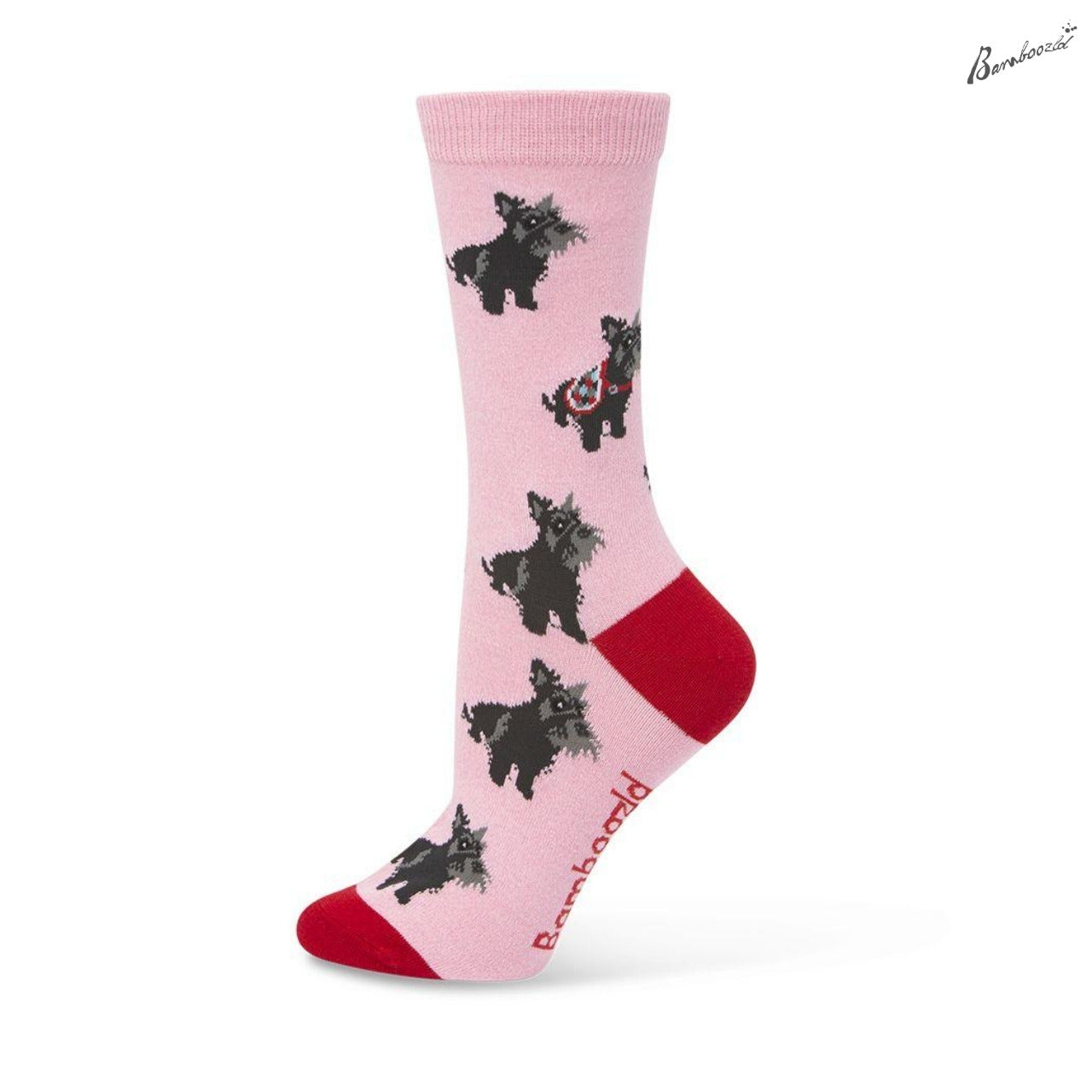 Bamboo Crew Sock - Scotty Dog Pink