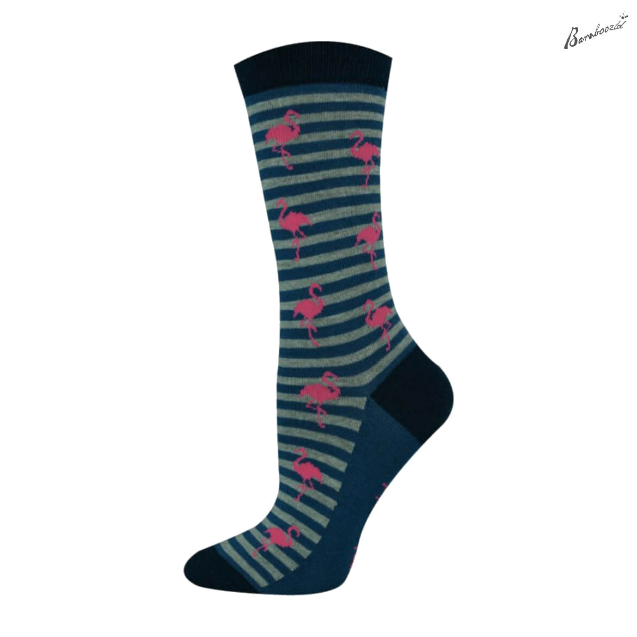 Bamboo Crew Sock - Flamingo Stripe
