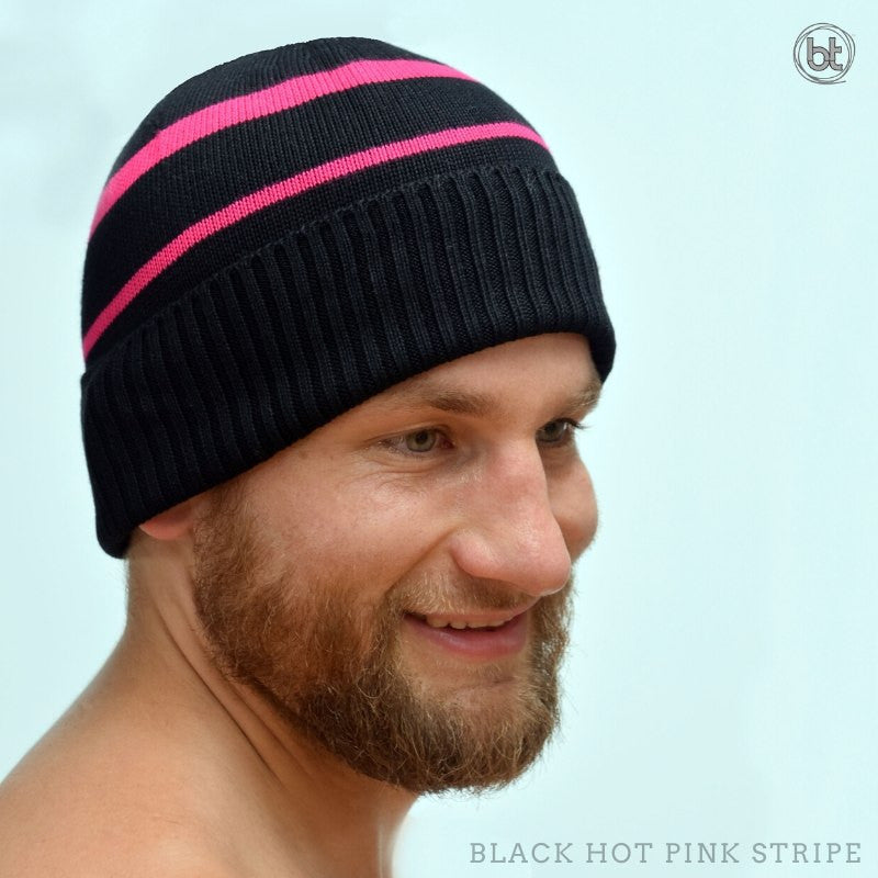 bt Bamboo Beanie - Black Hot Pink