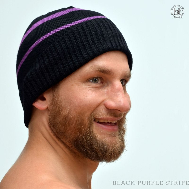 bt Bamboo Beanie - Black Purple