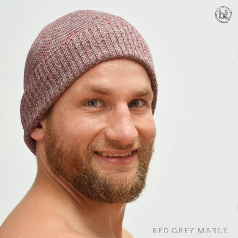 bt Bamboo Beanie - Red Grey Marle