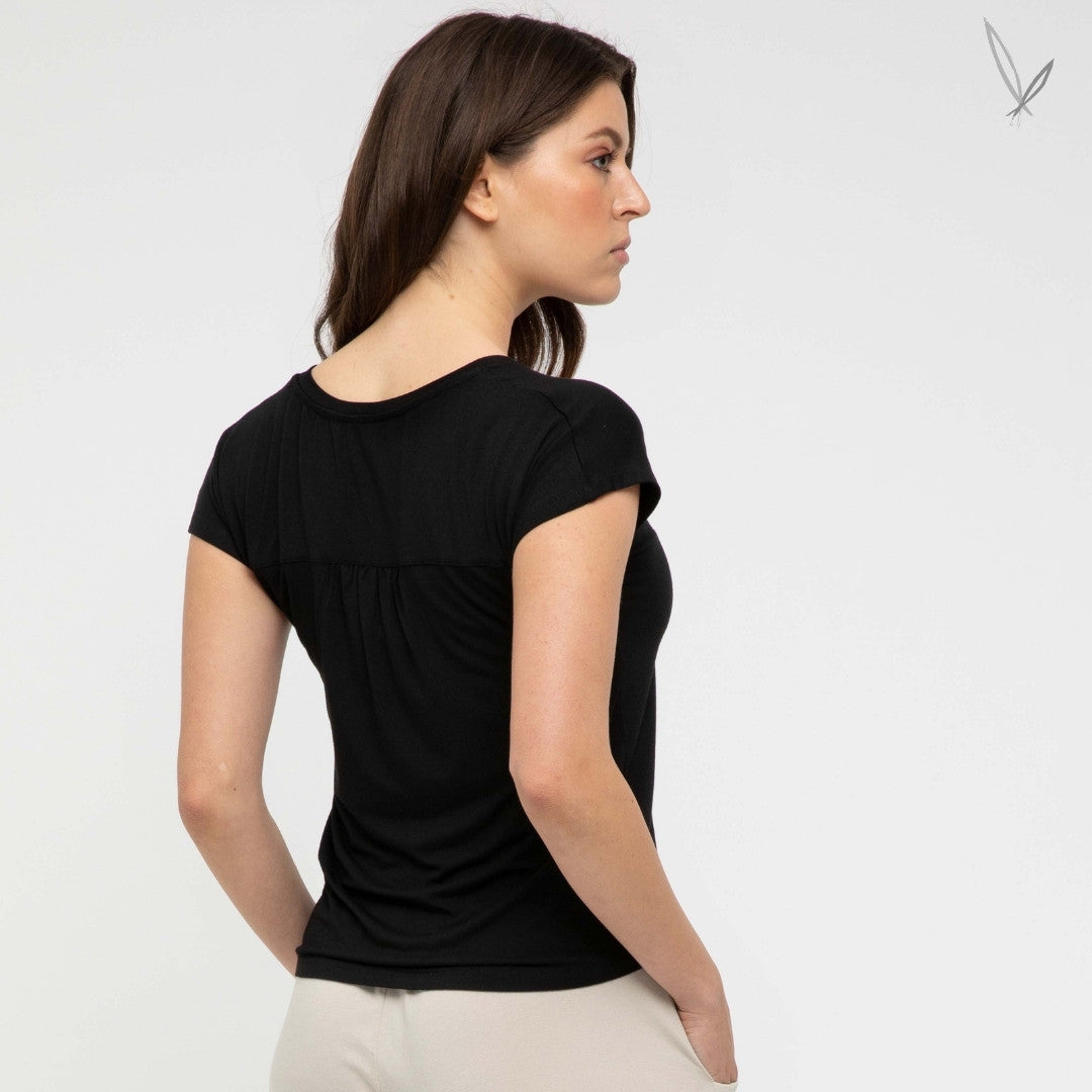 Belle V Neck Tee - Black