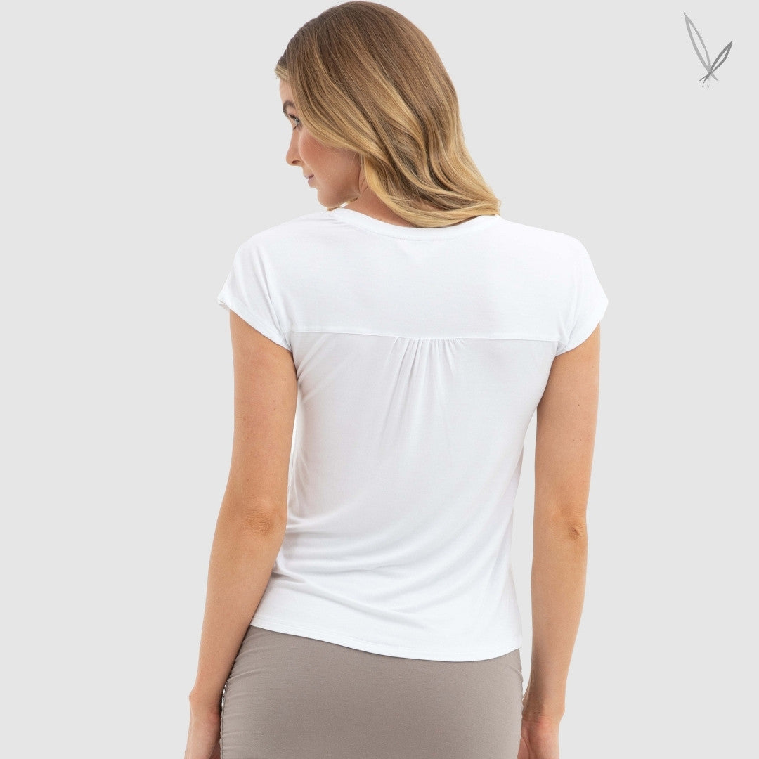 Belle V Neck Tee - White