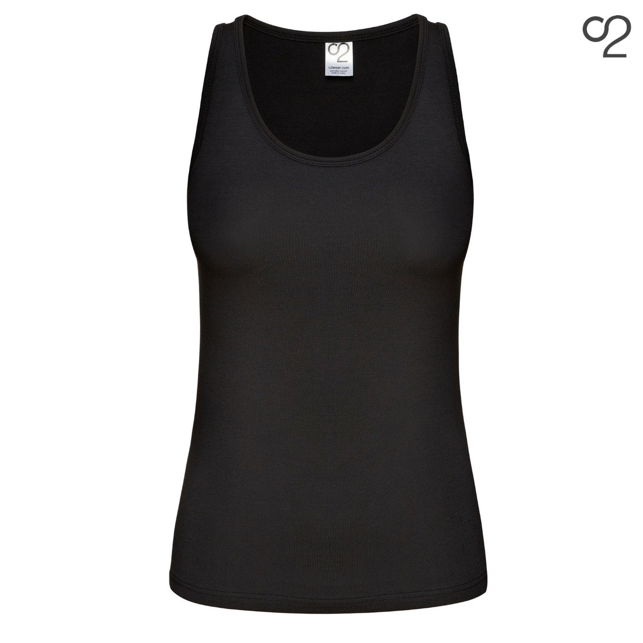 Scoop Neck Bamboo Tank Singlet - Black