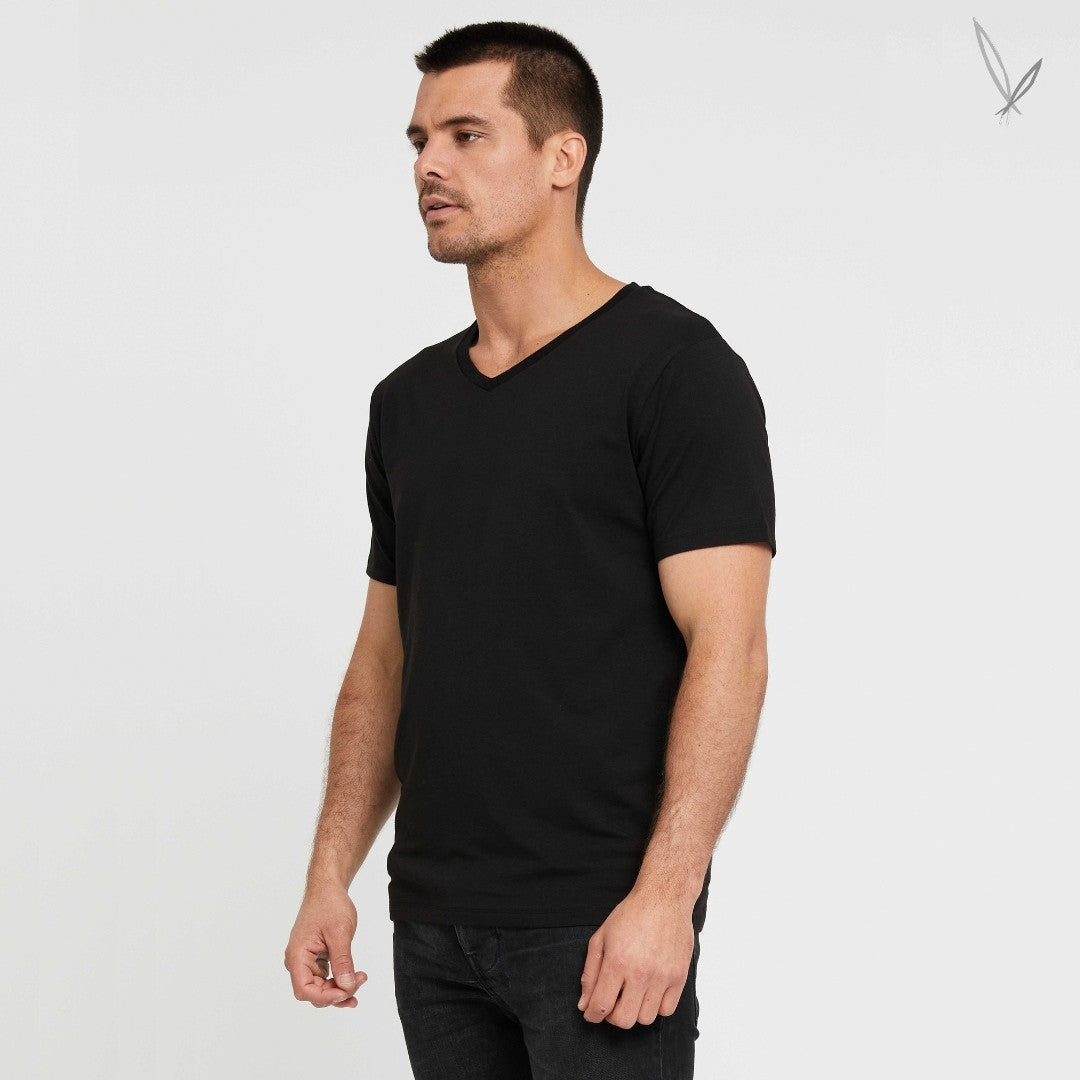 Men's V Neck Tee - Black