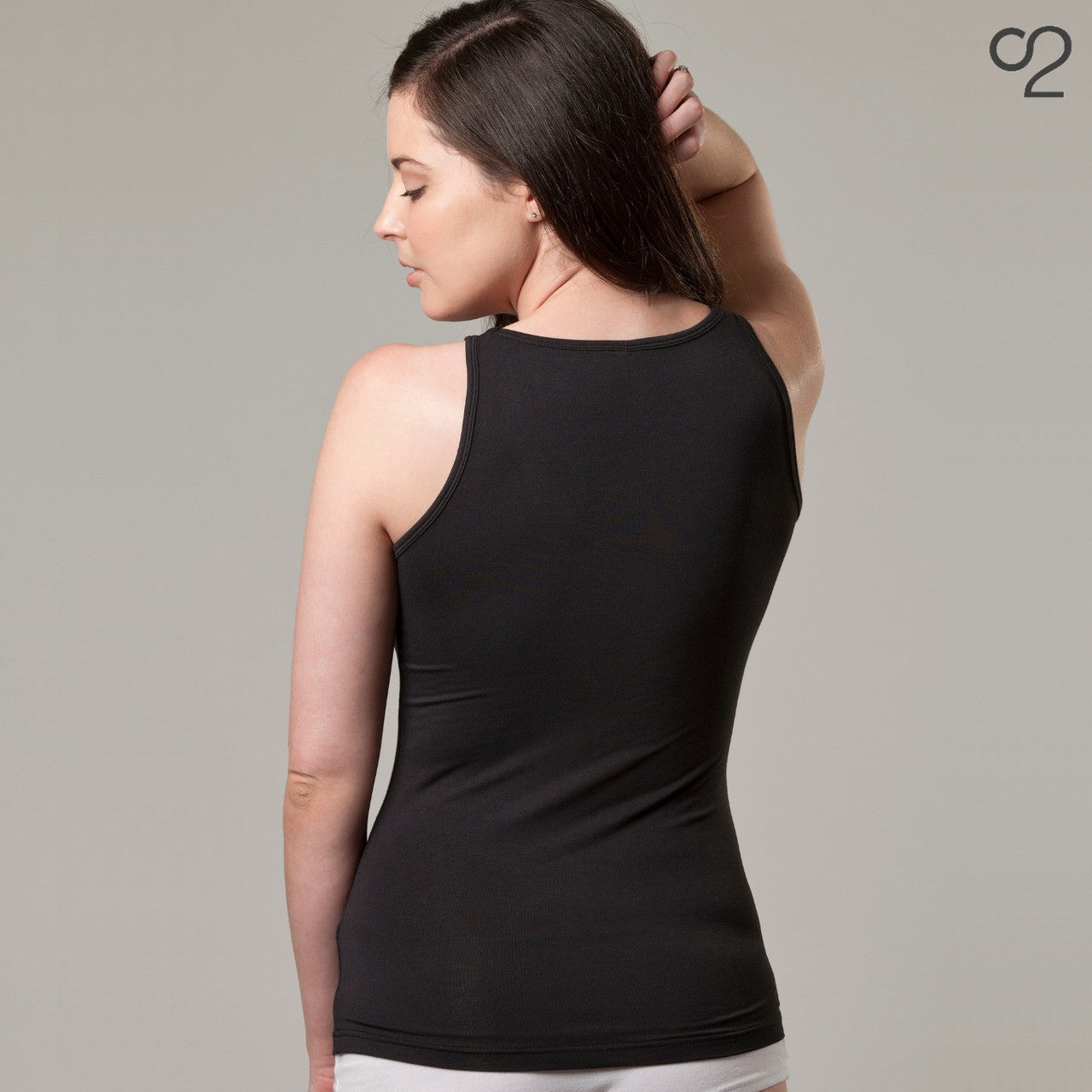 Scoop Neck Bamboo Tank Singlet - Black