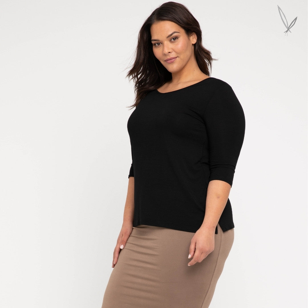 Women's Bamboo ¾ Sleeve St Tropez - Black