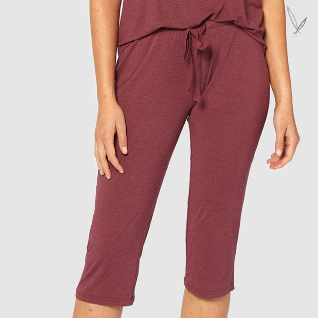 3/4 PJ Pants - Burgundy
