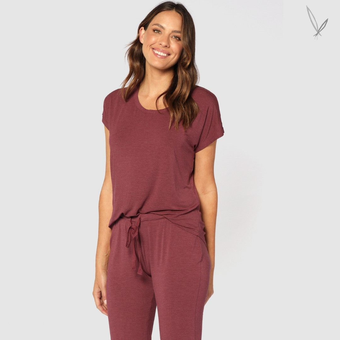 Women's Lounge Tee - Burgundy