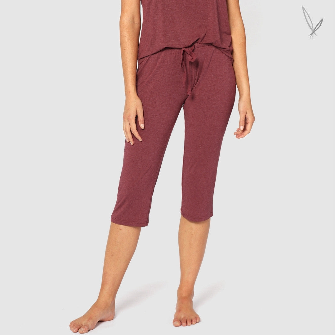 3/4 PJ Pants - Burgundy