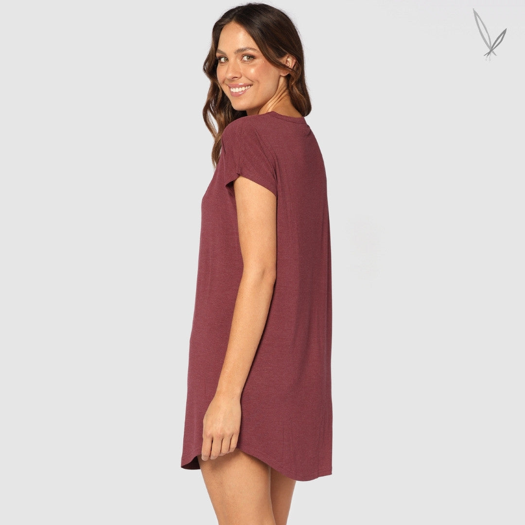 Niah Night Dress -Burgundy