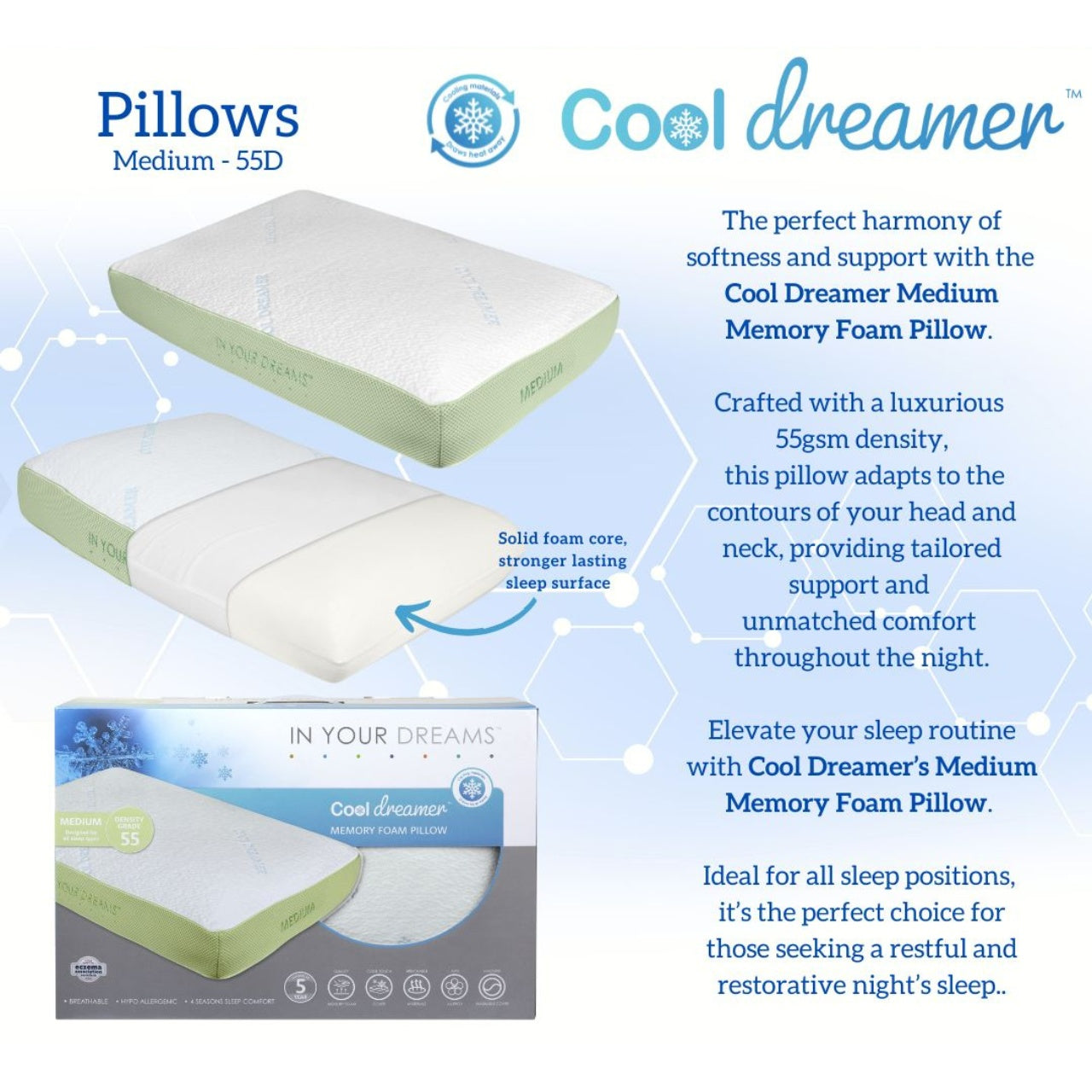 Cool Dreamer Memory Foam Pillow
