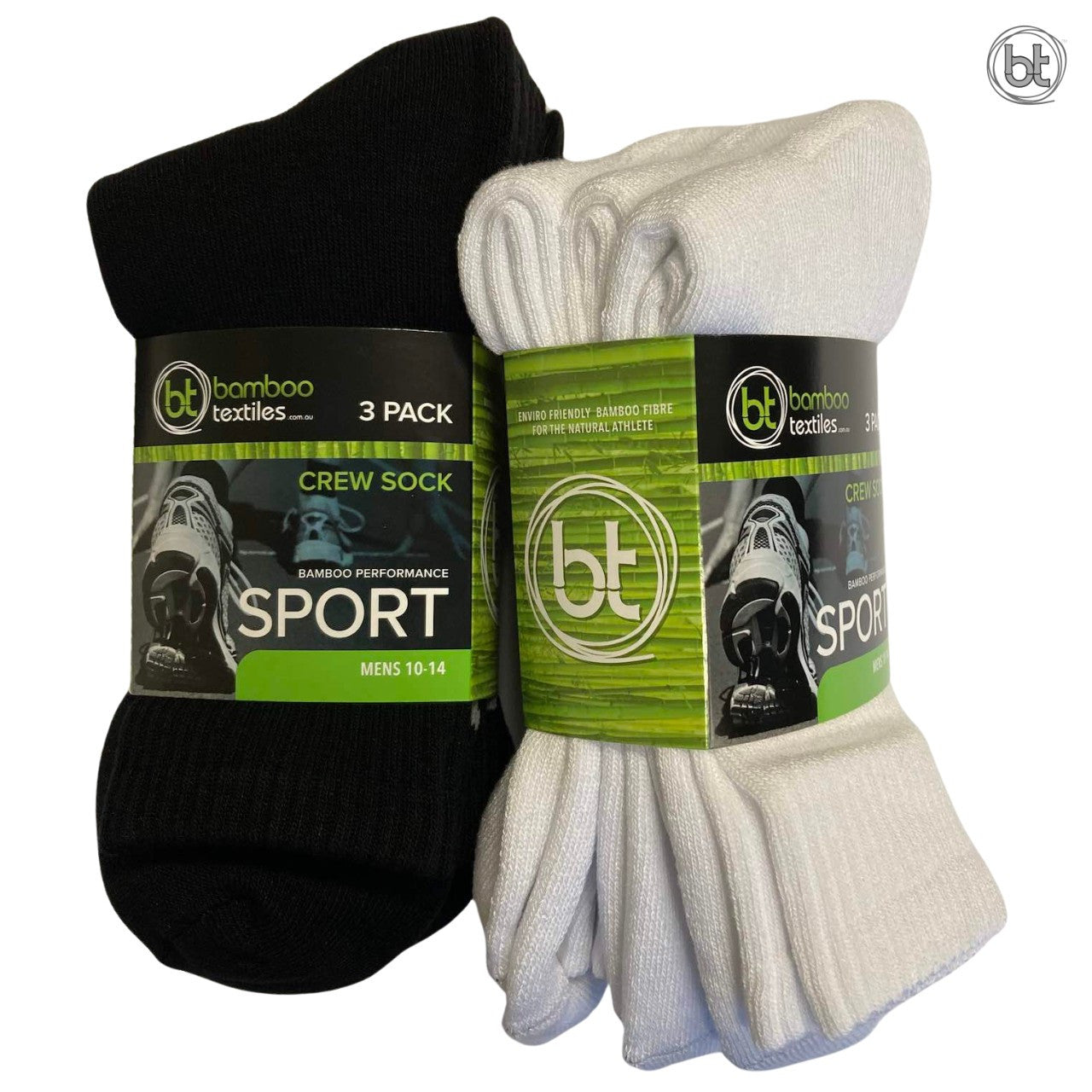 Bamboo Sports Crew Socks 3-Pack