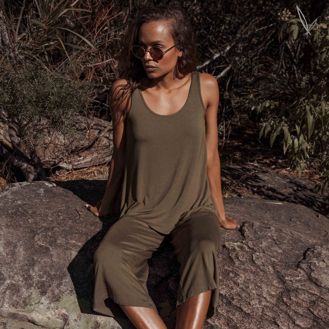 Bamboo Culottes - Dark Olive
