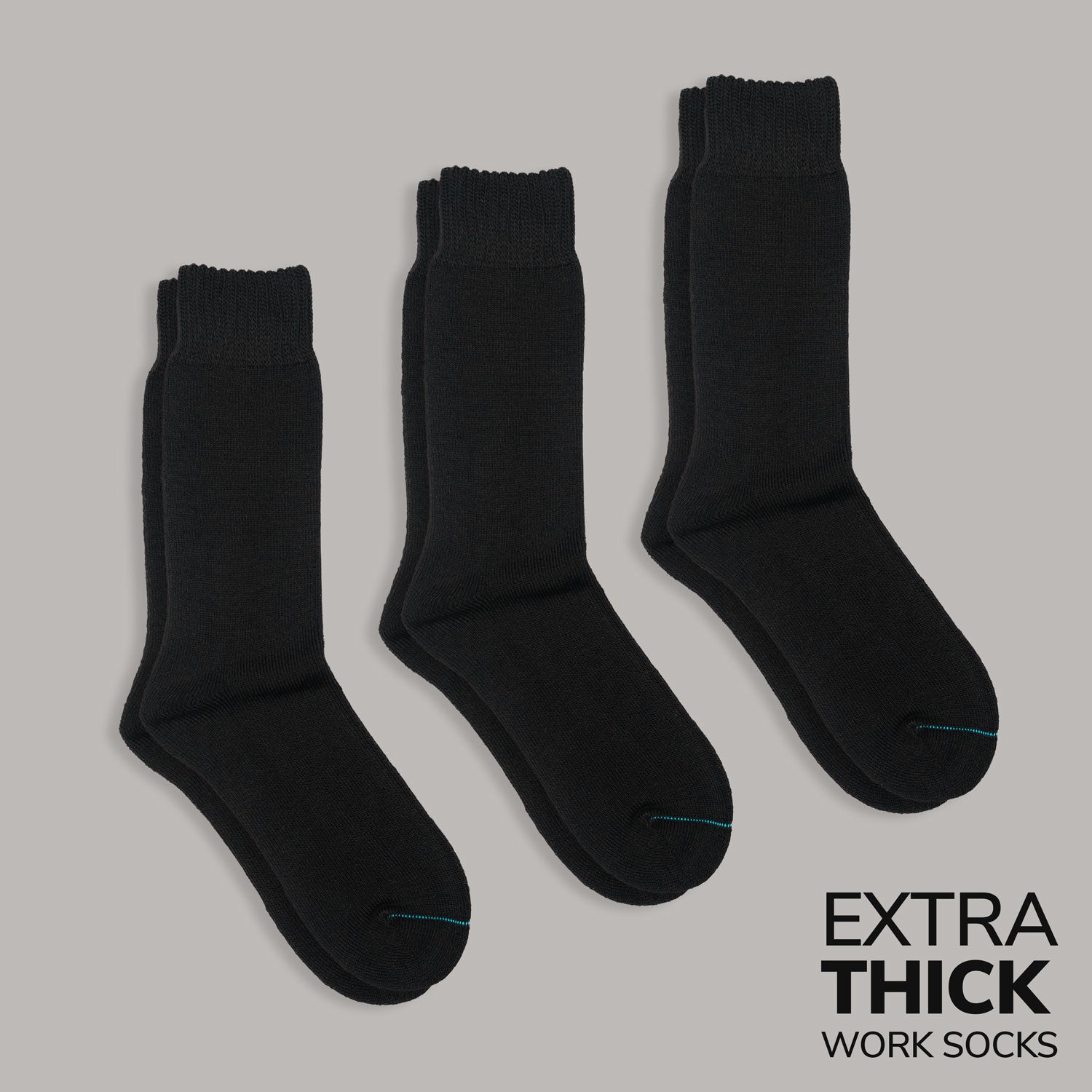 Extra Thick Bamboo Work Socks - Black | 3 Pack