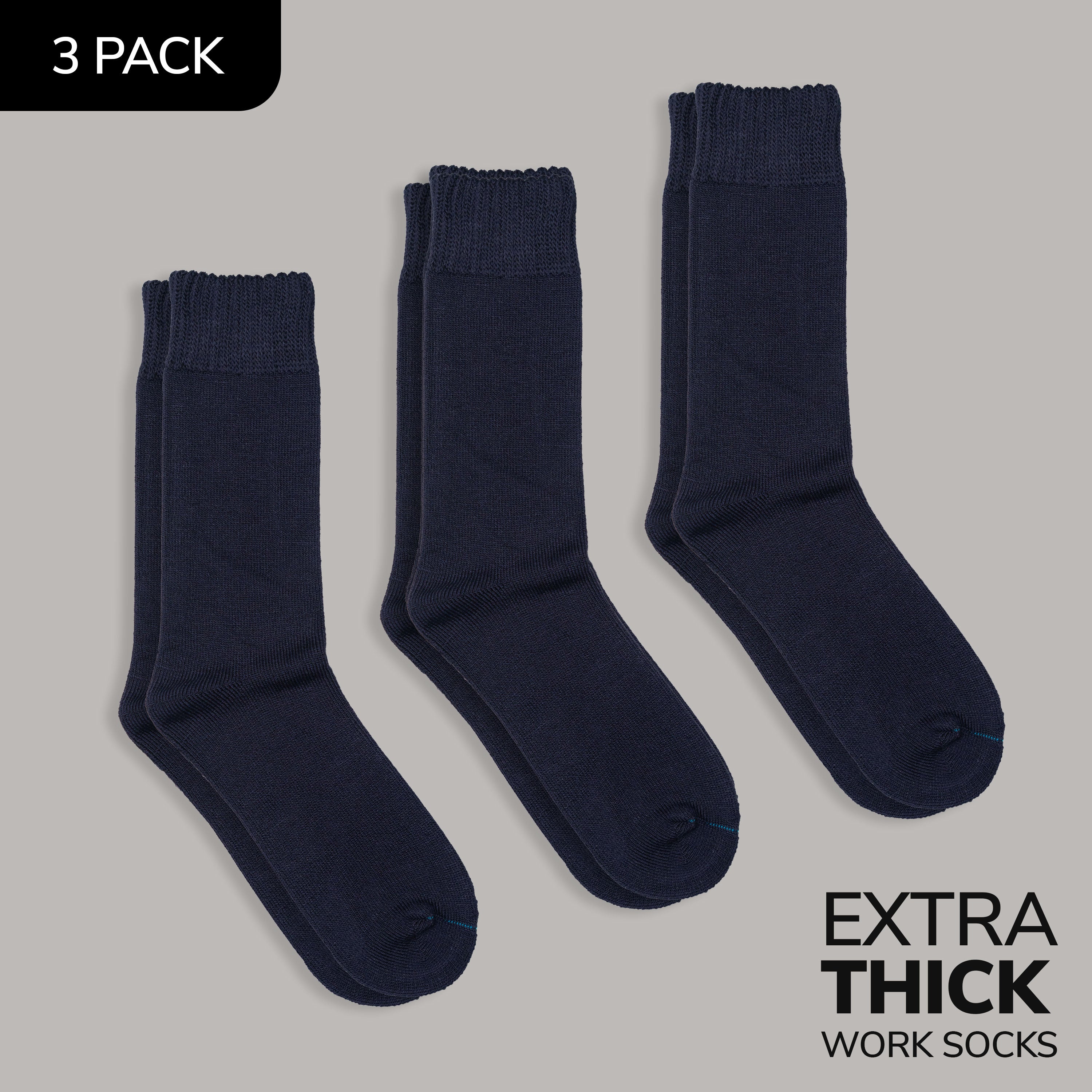 Extra Thick Bamboo Work Socks - Navy | 3 Pack
