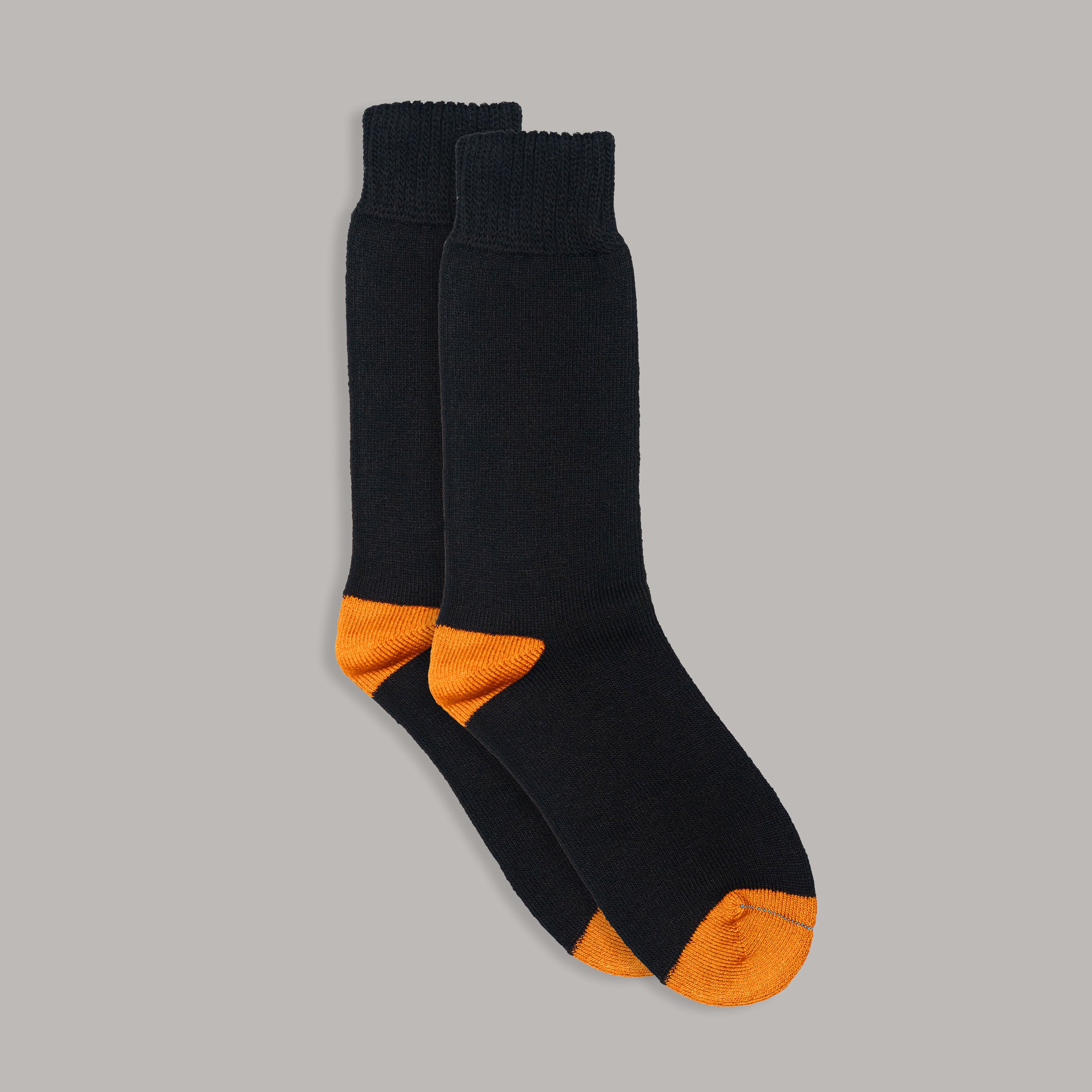 Extra Thick Bamboo Work Socks | Black/Orange
