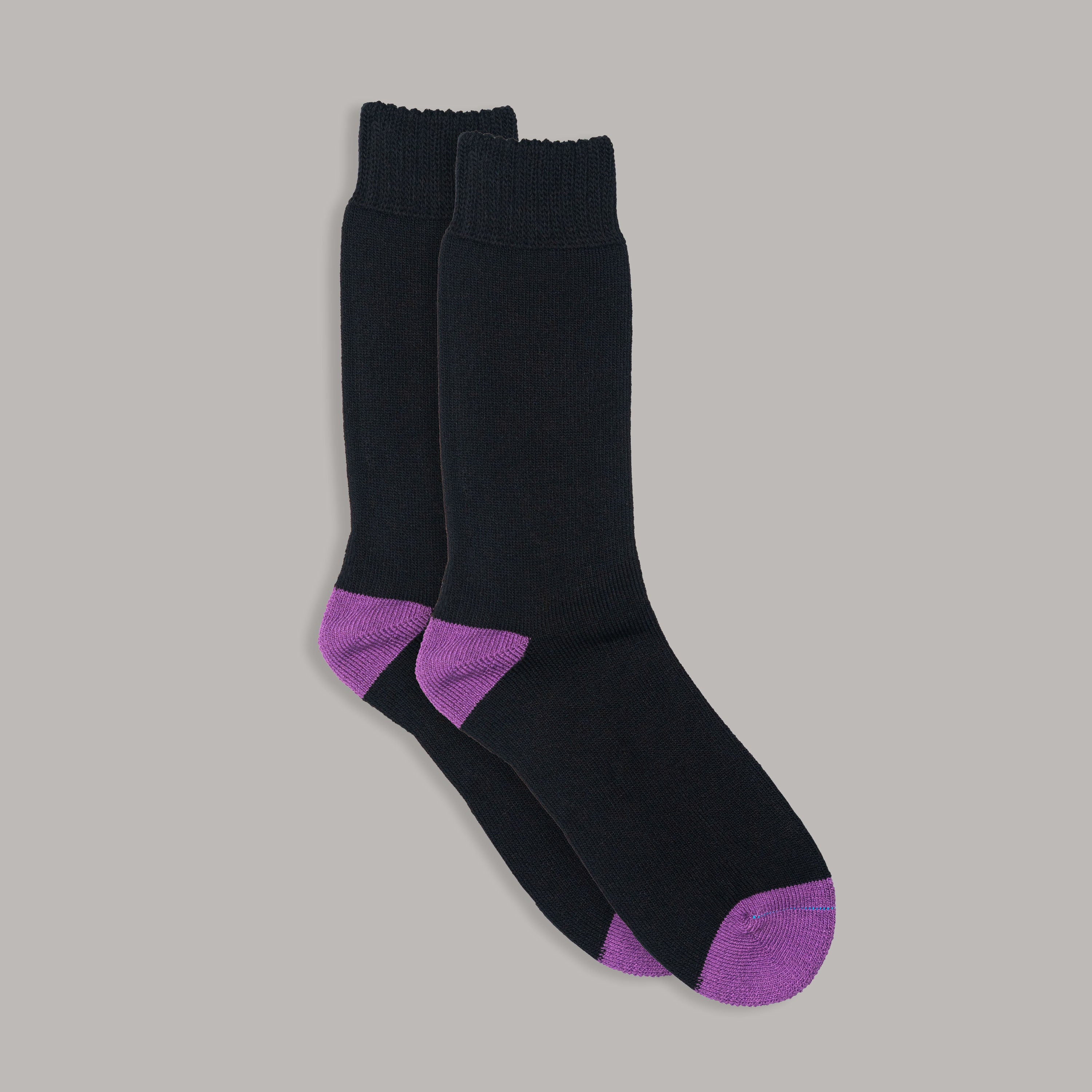 Extra Thick Bamboo Work Socks | Black/Purple