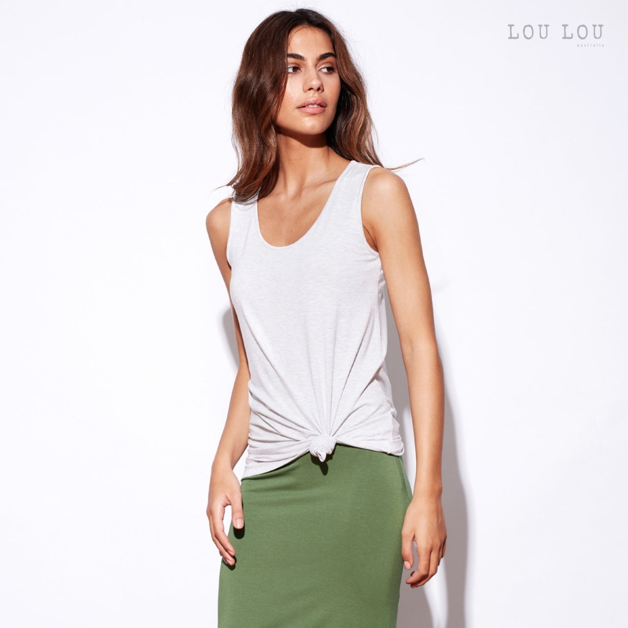 Alicia - A-line Bamboo Singlet Top | LIMITED