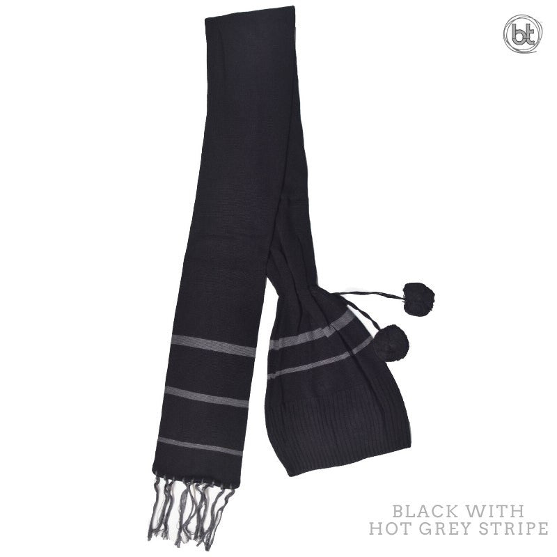 Bamboo Head Sock - Black Grey Stripe