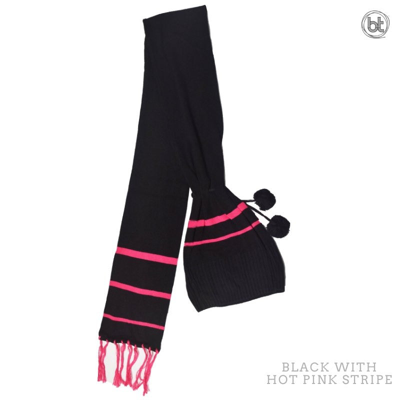 Bamboo Head Sock - Black Hot Pink Stripe