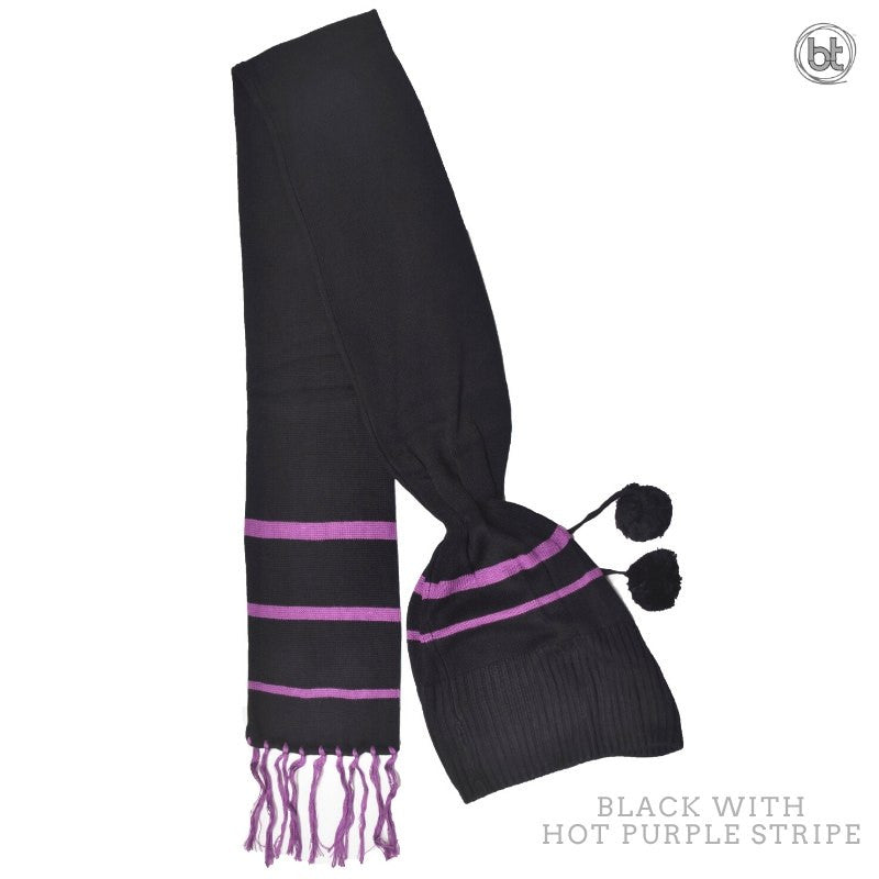 Bamboo Head Sock - Black Purple Stripe
