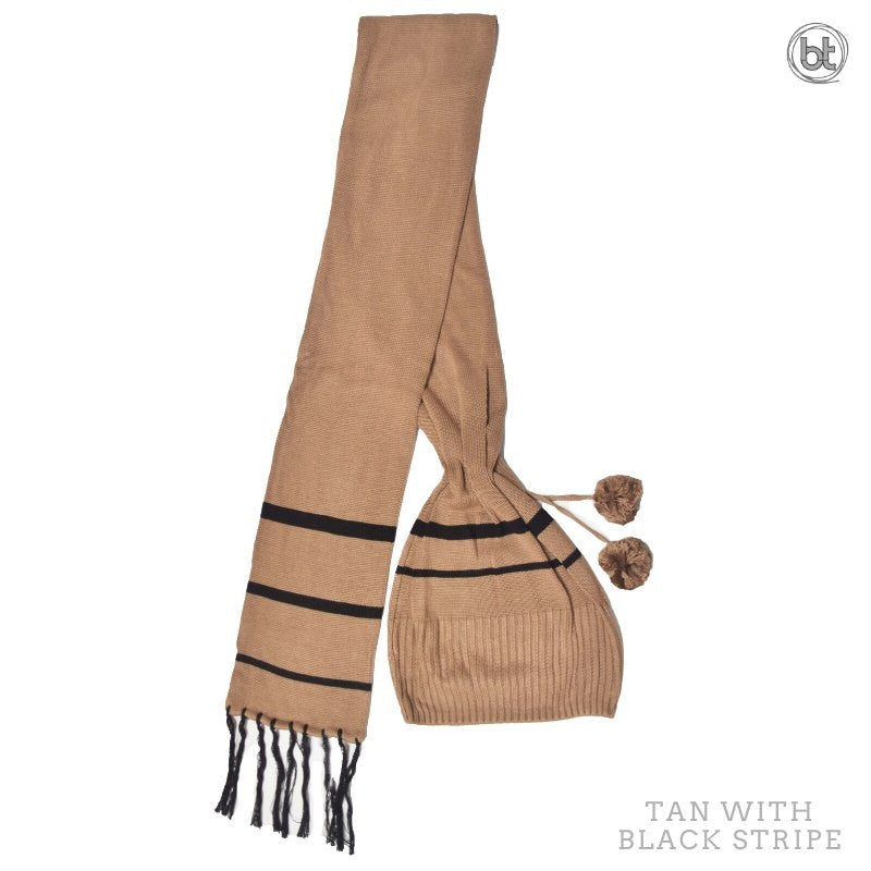 Bamboo Head Sock - Tan Black Stripe