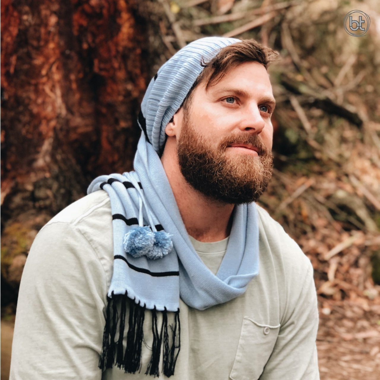 Bamboo Head Sock - Blue Black Stripe