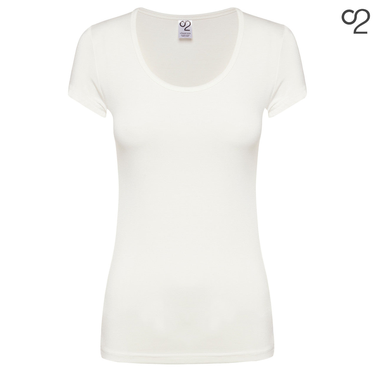 Bamboo T-Shirt with Scoop Neckline – Ivory