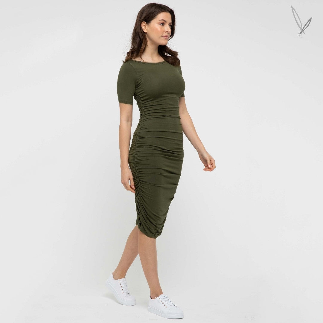 Jasper Ruched Dress - Dark Olive