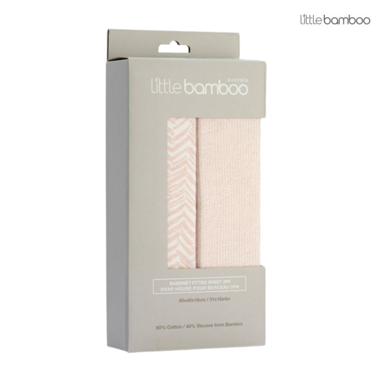 Little Bamboo Bassinet Fitted Sheet - Herringbone Dusty Pink