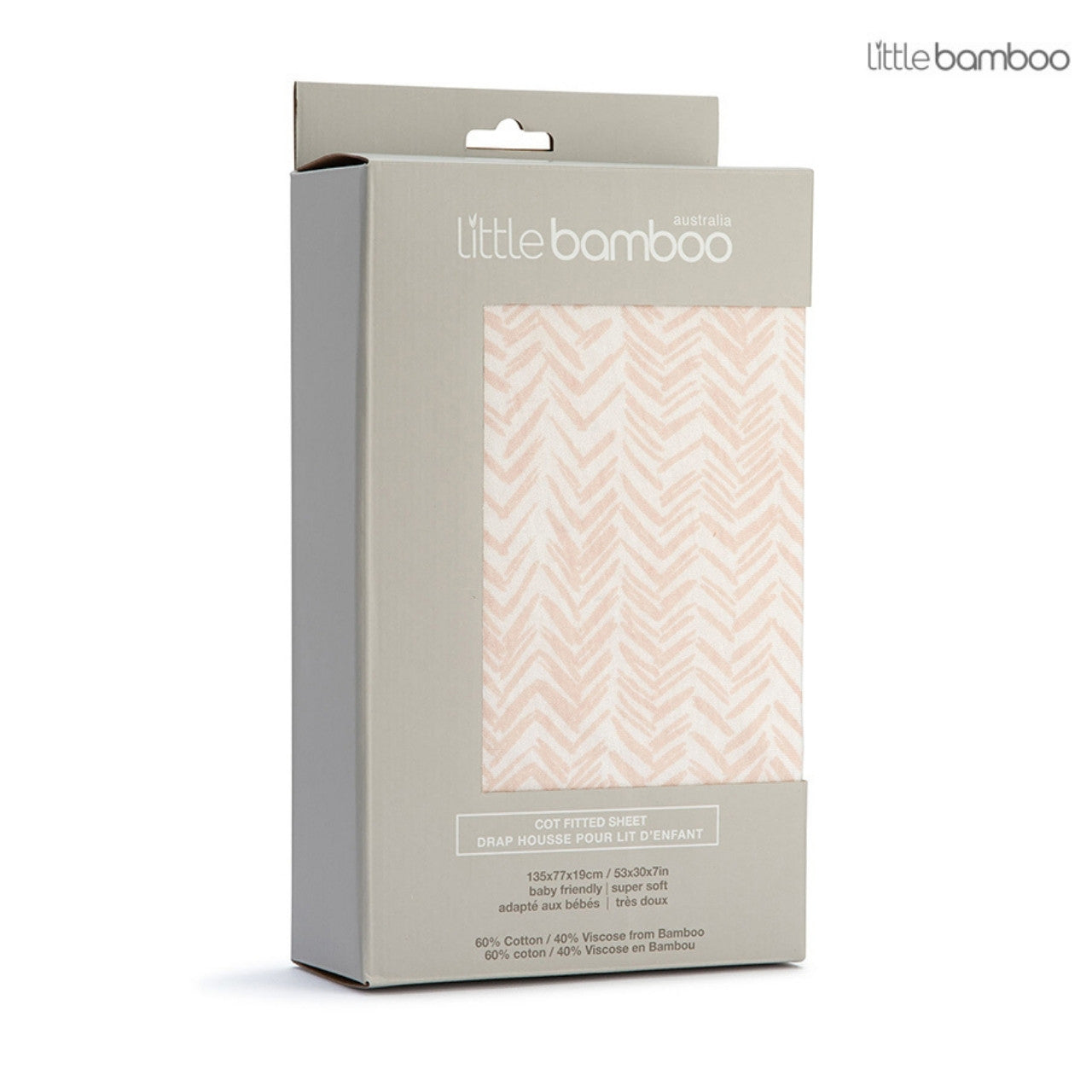 Little Bamboo Jersey Cot Fitted Sheet - Herringbone Dusty Pink