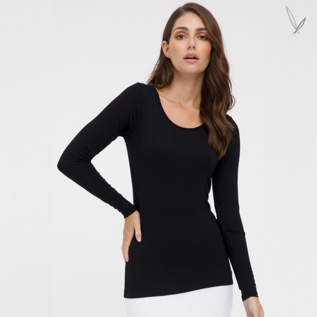 Bamboo LS Layering Top - Black
