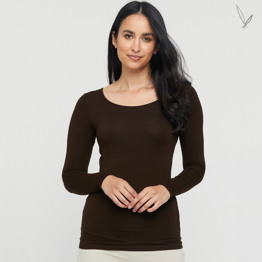 Bamboo LS Layering Top - Chocolate