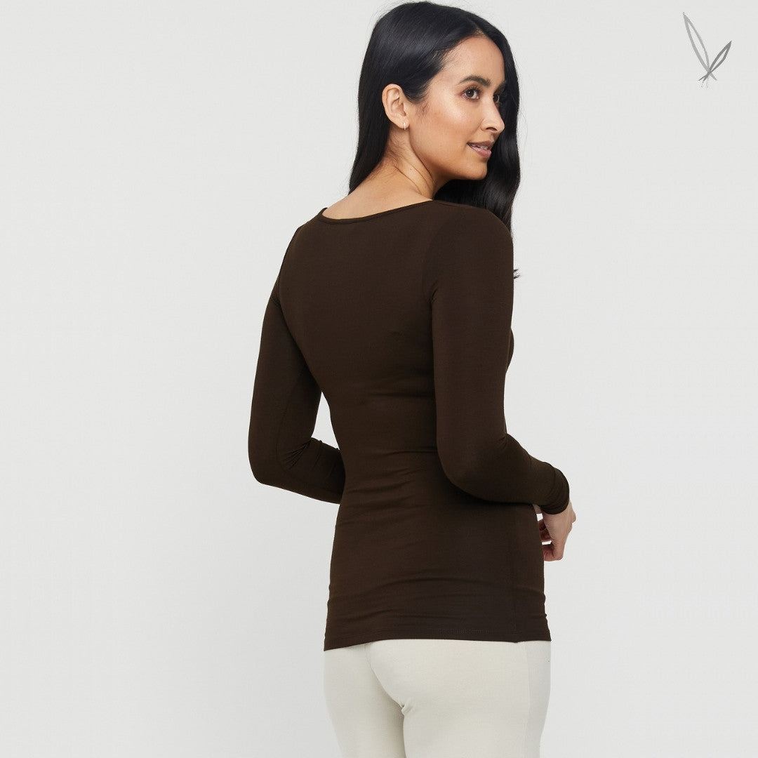 Bamboo LS Layering Top - Chocolate