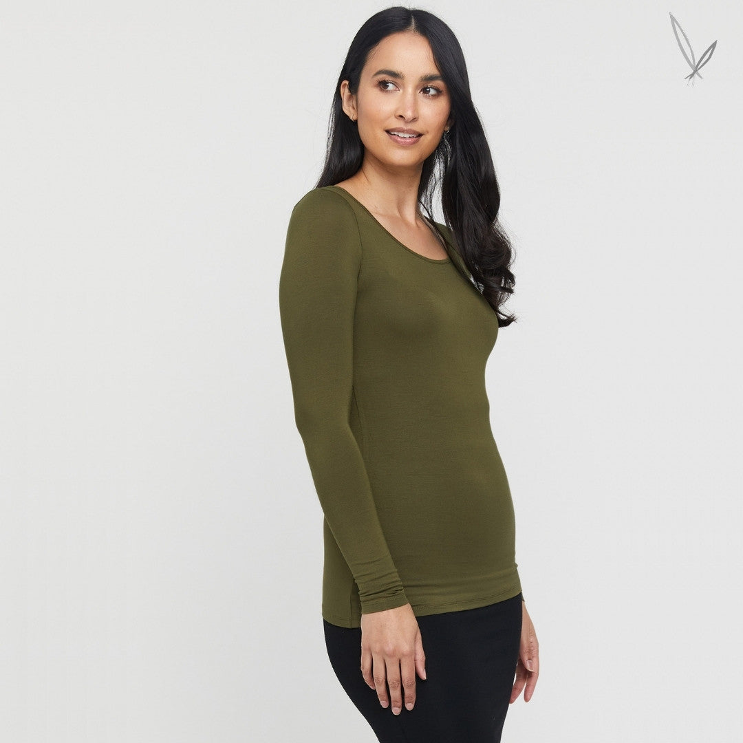 Bamboo LS Layering Top - Dark Olive